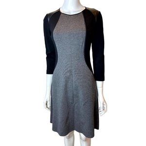 Kenneth Cole Womens Sheath Dress Color Block Round Neck Back Zip Gray Black SZ 2
